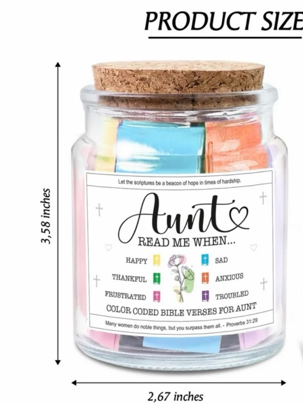 Aunt Read Me When... Inspirational Scripture Jar with Colorful Tabs - Picture 2 of 8
